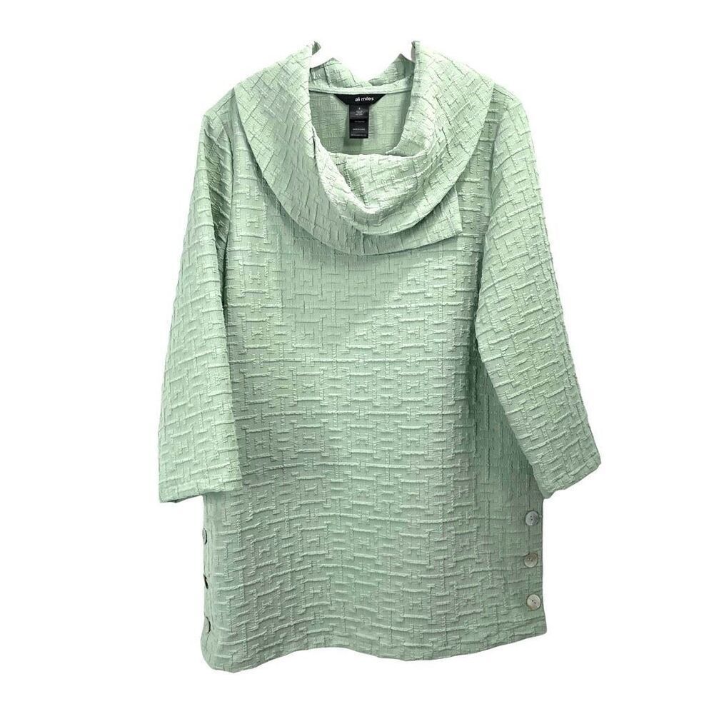 Ali Miles textured cowl neck tunic top Size S boho lagenlook‎ side slits artsy